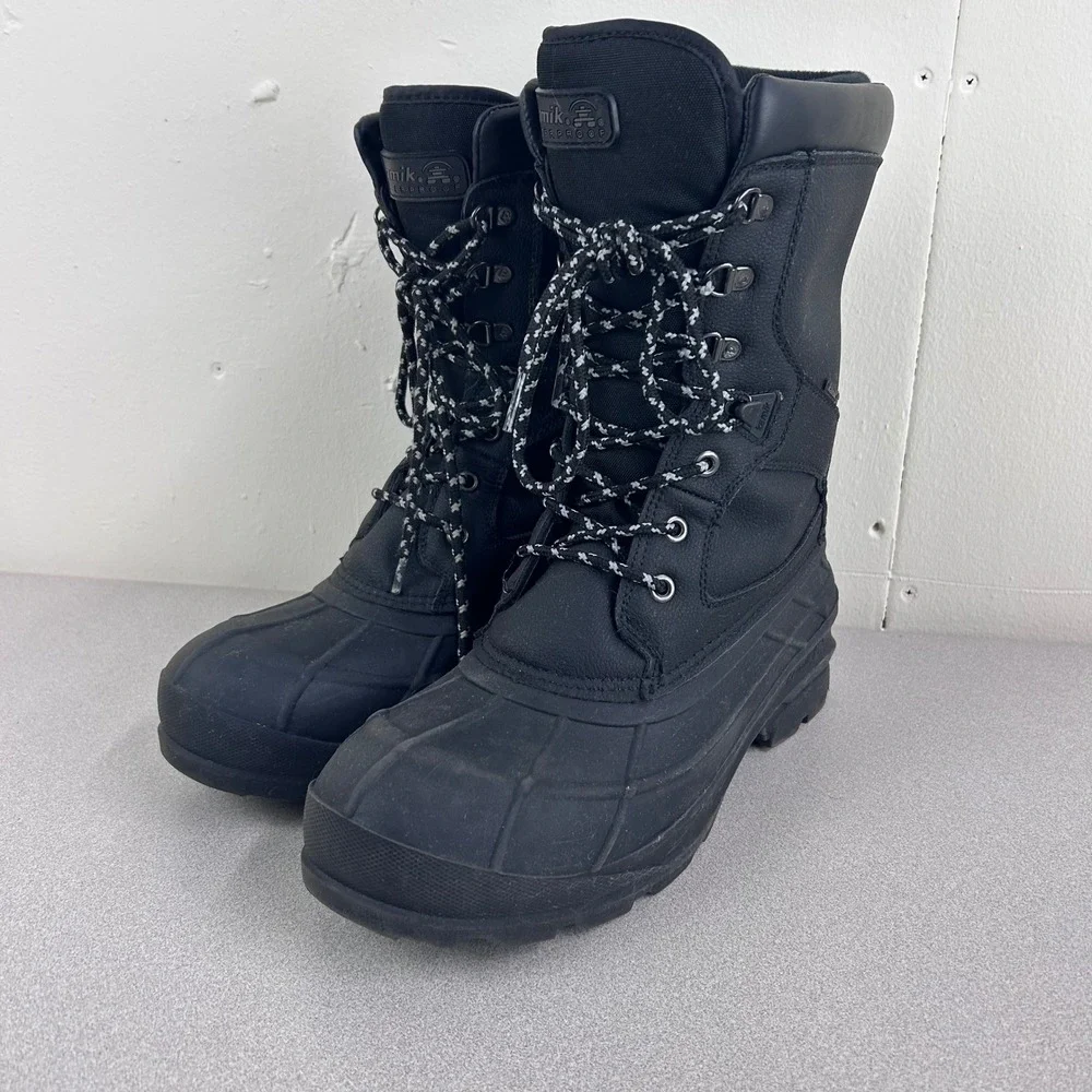 Kamik NationPro Winter Boots‎ Mens 11/10 Black Waterproof Insulated Thinsulate *